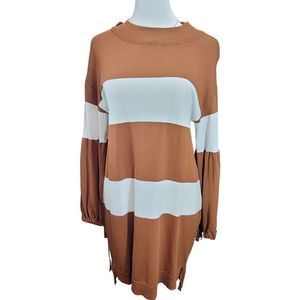 Vintage Wide Stripe Long Peasant Sleeve Dress